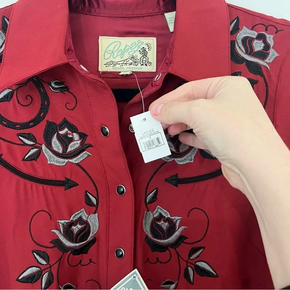 Roper Womens Dress Old West Collection with Embroidery - Red - Picture 10 of 14